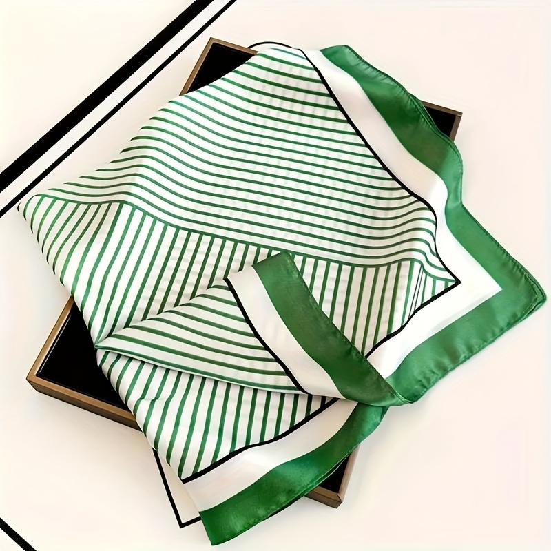 Luxury Silk Stripe Designer Simple Scarf Bandana Women Hair Bands Square Scarves Satin Lady Wrap Headband