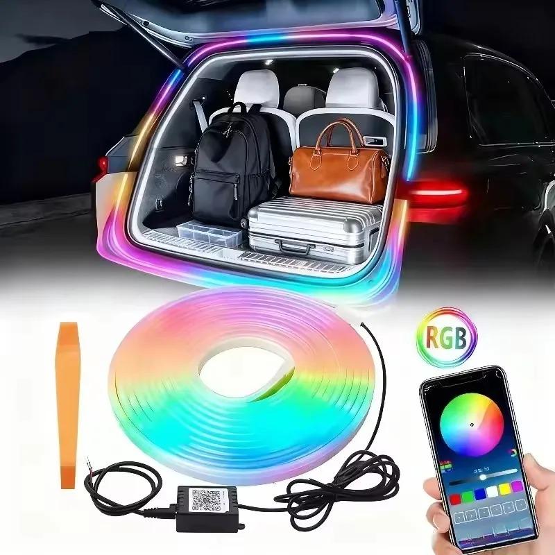 Dynamic Flowing Car Trunk RGB LED Strip High-Brightness Wiring Automatic Sensing Tailgate Light Strip Tool-Free Installation 12V