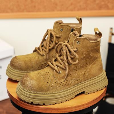 Summer New Hollow Breathable Couple Martin Boots Men's Versatile Thick-soled Height Increasing Tooling Boots Outdoor Boots