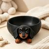 Resin Dachshund Key Tray Dog Catchall Bowl for Desk or Dresser, Black Storage Holder for Jewelry and Small Daily Items for Tabletop Use