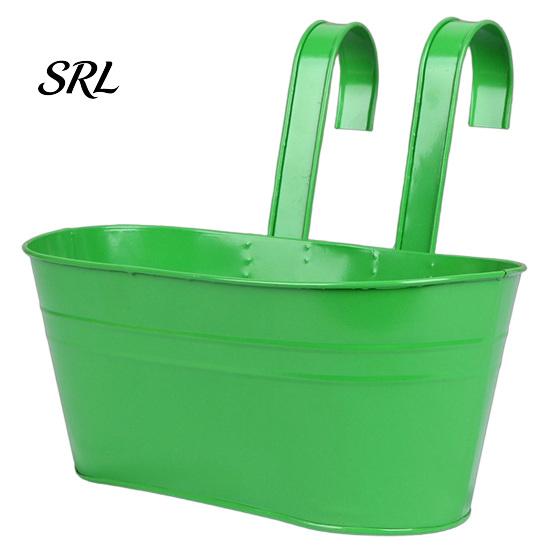 Gancio Staccabile Contenitori a Fiore Fioriera Metallica da Appendere, Vaso con Fori di Drenaggio, Ganci, Vasi per Verde Verticale per Ringhiera Balcone Pianta per Recinzione Giardino