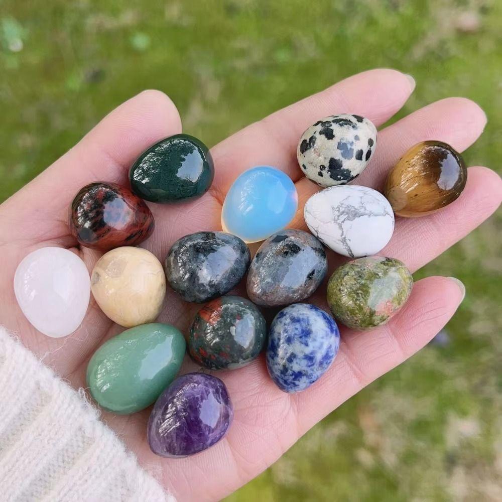 10 Stück Blumentopfstein Naturstein poliert Ei Mini Zufallsmuster Osterdekoration Ei DIY 22x30mm Ei Handwerk Garten