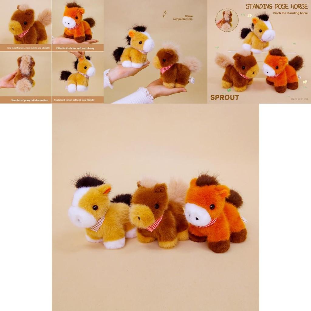 Cute Plaid Scarf Pony Plush Toy Doll Desktop Decoration Ornament For Children And Kids Gift