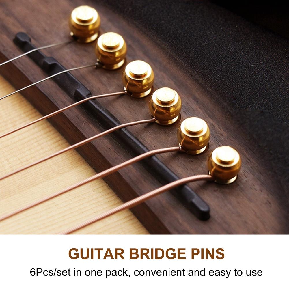 

6PcsSet Durable Brass Guitar Bridge Pins for Folk Guitars Replacement Parts(Gold)