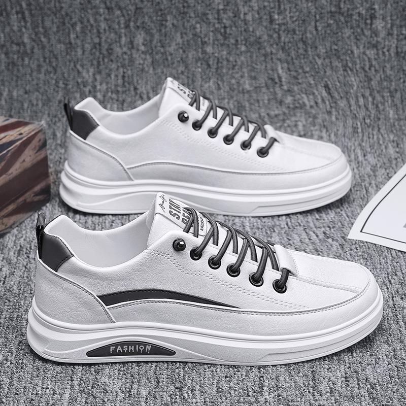 2025 Men s Trendy White Skate Shoes: Casual Sports & Versatile Leather Footwear 43