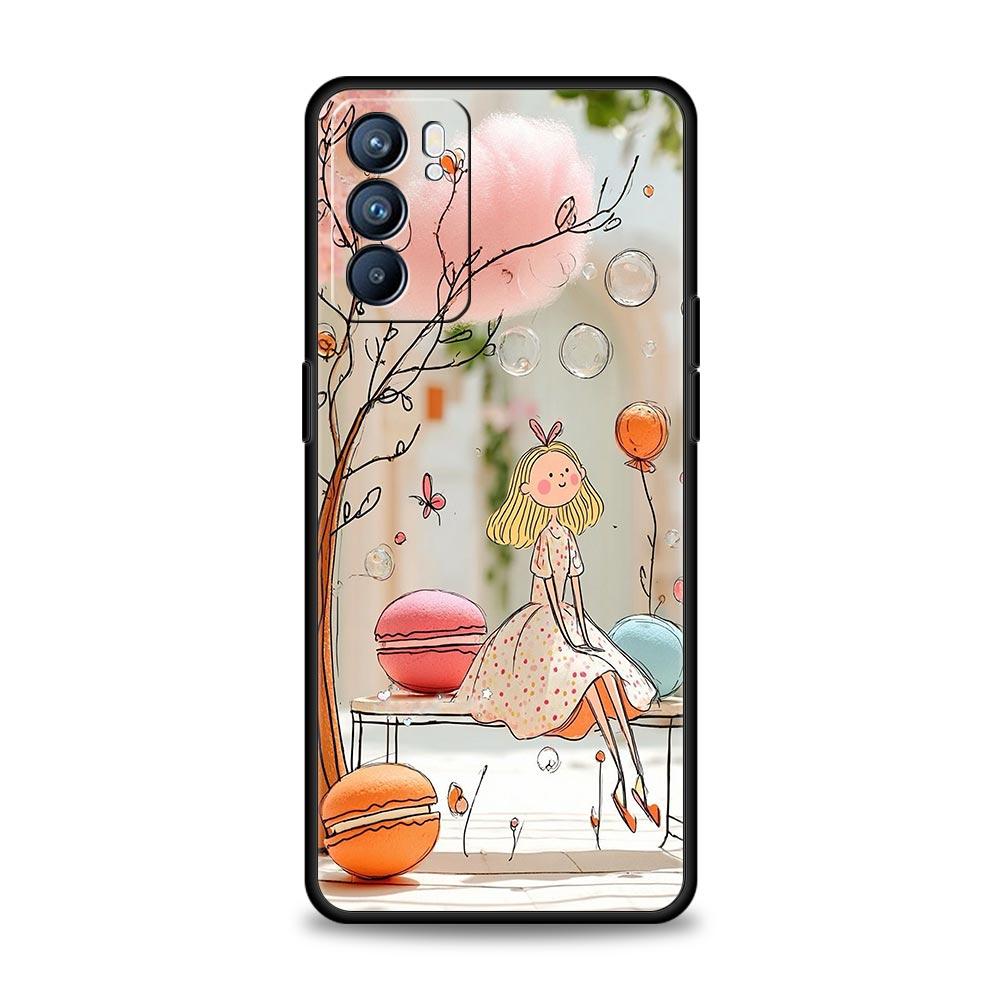 Cartoon Girl Phone Case For Oppo A17 A31 A54 A57 A78 A79 A98 Find X5 X6 Reno 6 7 8 10 11 12 13 F Pro 5G Soft TPU Cover Funda Bag