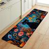 1 Pièce Tapis de Cuisine Anti-Fatigue, Imprimé Chat Noir Floral Imperméable Antidérapant Épais Rembourré Tapis Confort pour Être Debout