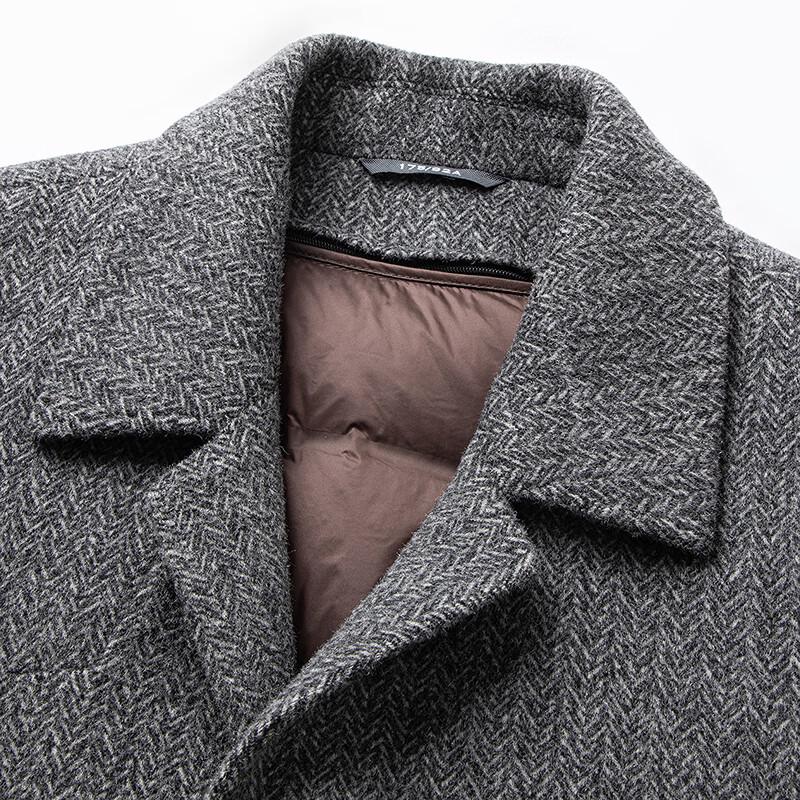 FAPAI Men's Detachable Down Lined Wool Overcoat