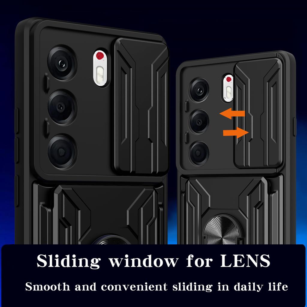 For TECNO Camon 40 Pro 5G Case PC+TPU Kickstand Phone Back Cover with Camera Slider