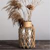 Retro hemp rope glass vase hand-woven American country creative hydroponic vase desktop ornaments flower vase