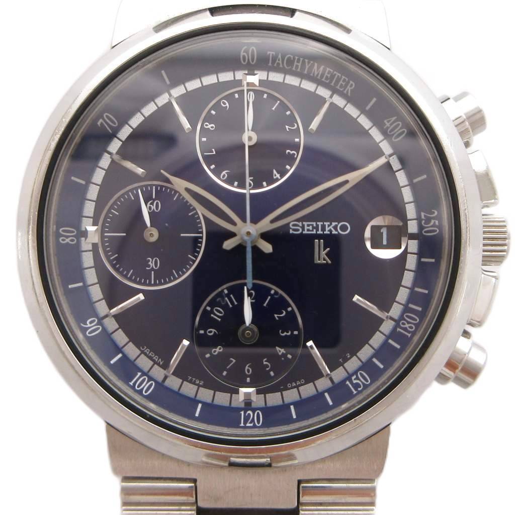 SEIKO LUKIA Date Navy Silver Color Watch, Chronograph, Quartz, Dial, 7T92-0AA0,/ KB Men's