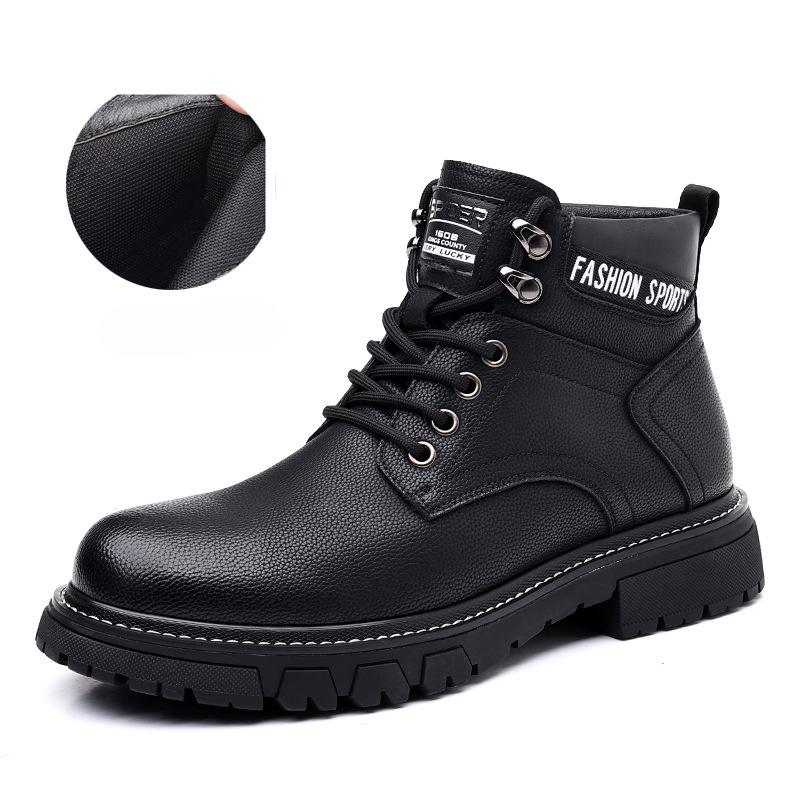 

FashionRetro коровья кожа мужские ботинки на платформе осень-зима мягкая подошва повседневная дизайнерская мужская обувь модные черные ботильоны мужские 38