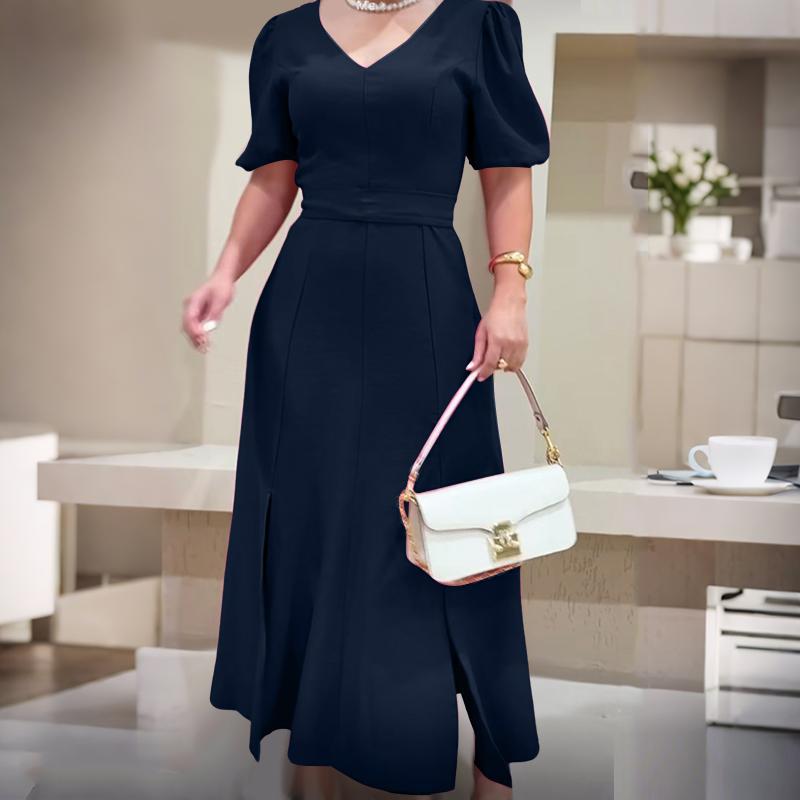 

ZANZEA Женское повседневное платье с V-образным вырезом, однотонное, летнее, с коротким рукавом 5XL темно-синий