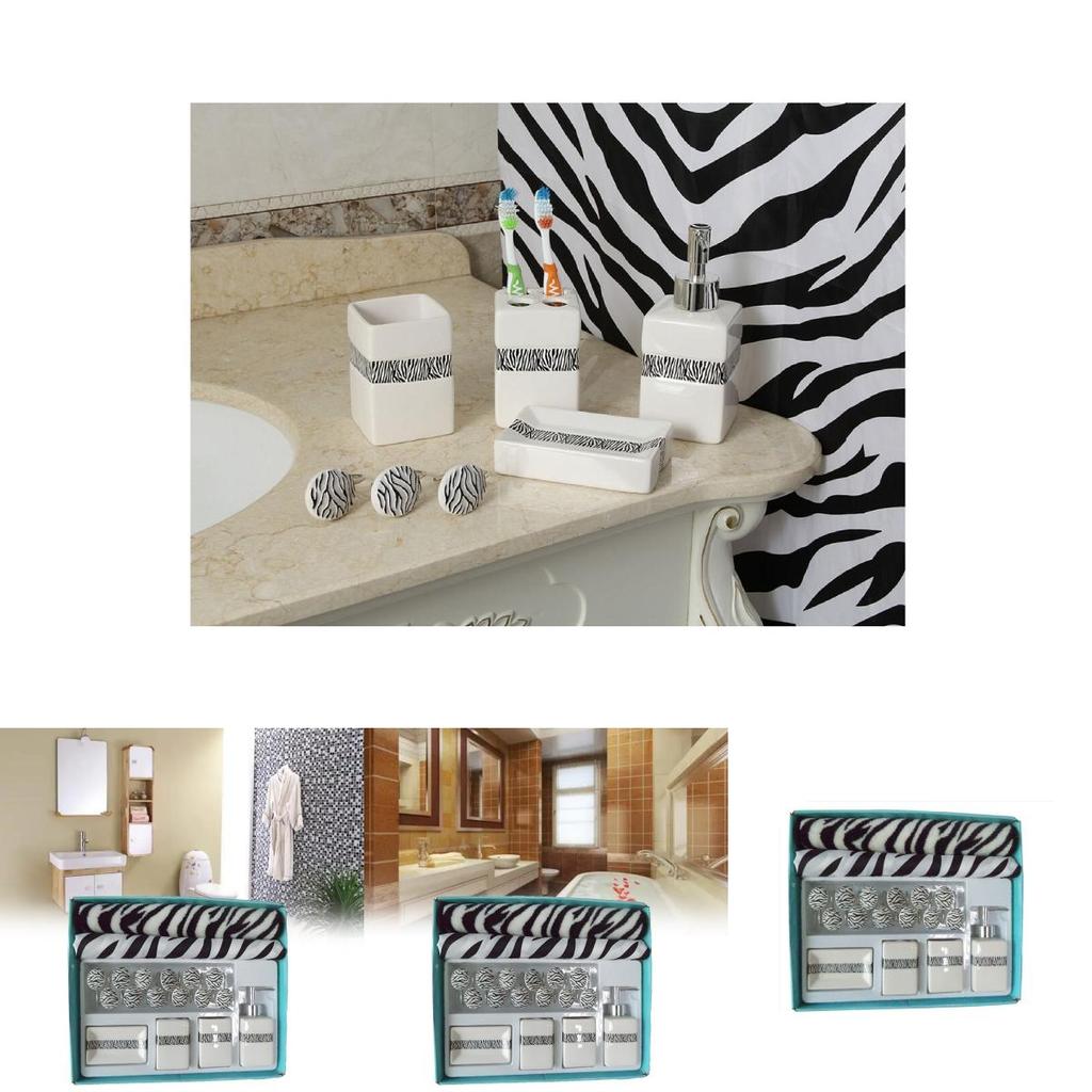 Modernes geometrisches Badezimmer-Set aus Polyester mit Duschvorhang und rutschfester Matte für den Heimgebrauch