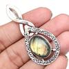 Pendant Silver  Peridot Labradorite Gemstone Jewelry Sterling 2.5" Fiery
