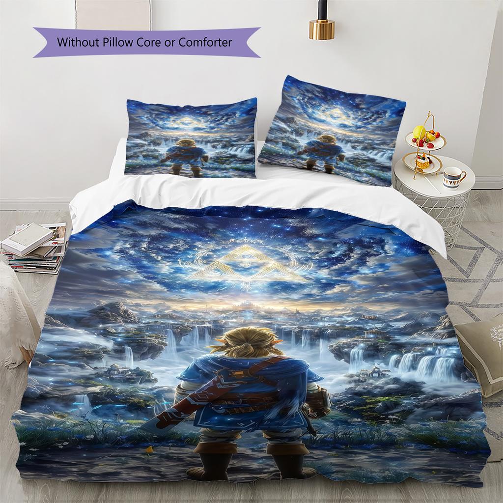 Action games Pattern Bedding Quilt Set Quilt Cover Pillowcase Home Decoration Birthday Gift (1 * duvet cover + 2 * pillowcase, without core)