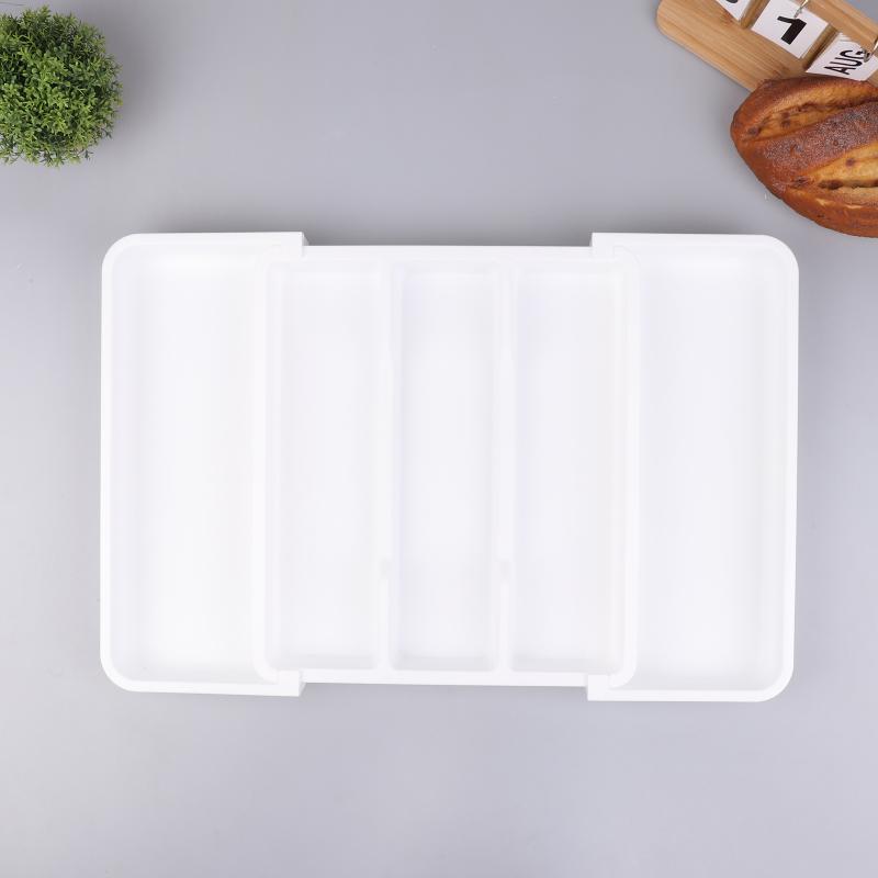 1 шт Расширяемый лоток для кухонных принадлежностей Органайзер для столовых приборов Для кухонных ящиков Регулируемый Держатель для столовых приборов Серебряная посуда Плоская посуда Инструмент белый 1390₽