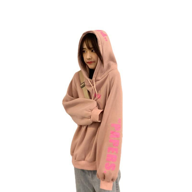 Ins Super Fire Fleece Thickened Sweater Women's Autumn and Winter Oversize Hooded Jacket Korean Version Tide Lazy On Clothes