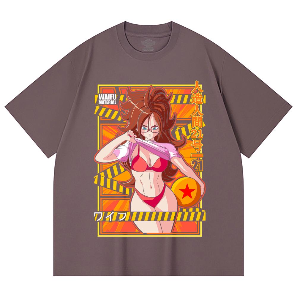 230 Gsm 100% Cotton Dragon Ball V25 Android 21 Waifu Print Unisex Heavy Cotton T Shirt