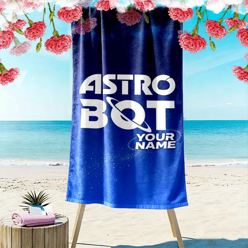 ASTRO BOT Custom Name Print Beach Towel, Large Soft Quick Dry Towel for Beach Camping Swimming