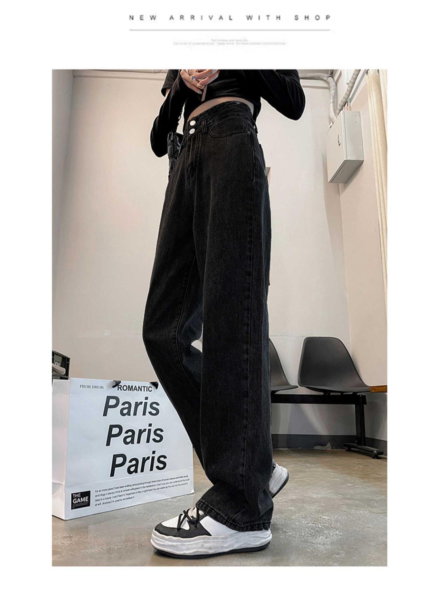 

High-Waisted Straight Leg Jeans for Petite Women - Slimming, Pear Shape, Loose Cropped Length, XS, Spring/Summer XL чорний