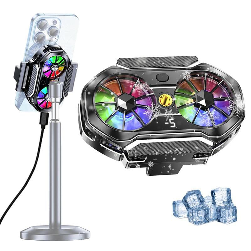 Mobile Phone Cooler Silent Semiconductor Dual Fan Cooling Phone Heating Outdoor Live Streaming Mobile Gaming E-Sports Cooling
