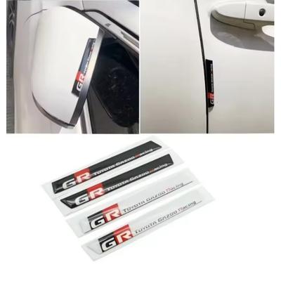 2Pcs Car Rearview Mirror/Door Anti-collision Protector Bar Emblem Badge Sticker for Corolla RAV4 Highlander Camry C-HR Avensis Prado