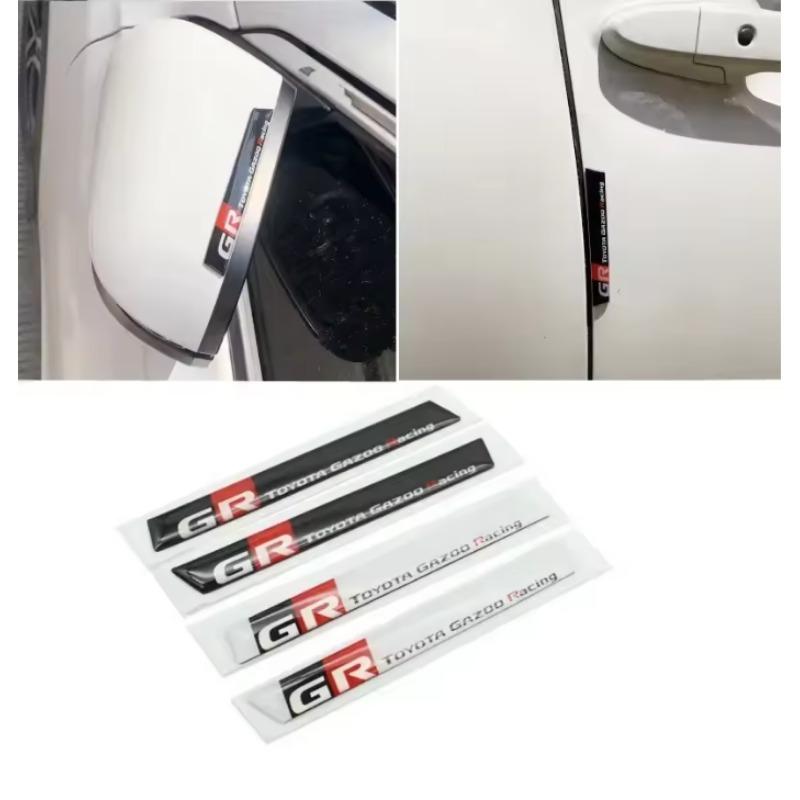 2Pcs Car Rearview Mirror/Door Anti-collision Protector Bar Emblem Badge Sticker for Corolla RAV4 Highlander Camry C-HR Avensis Prado