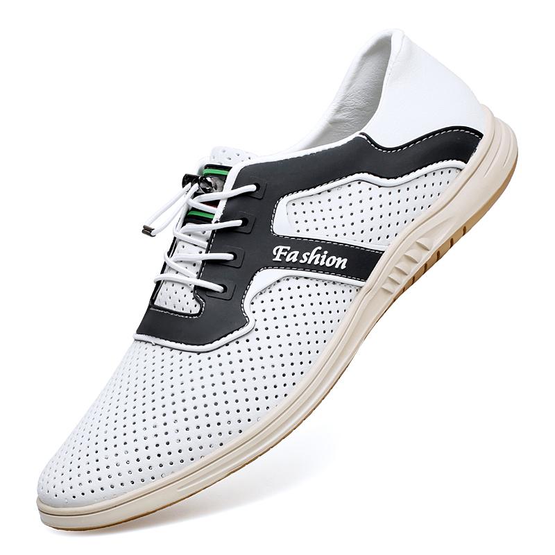 Fashion Hot Sale Men Casual Shoes Male Comfortable Driving Shoe Hollow Out Breathable Mens Sneakers Genuine Leather Men Walking Shoe