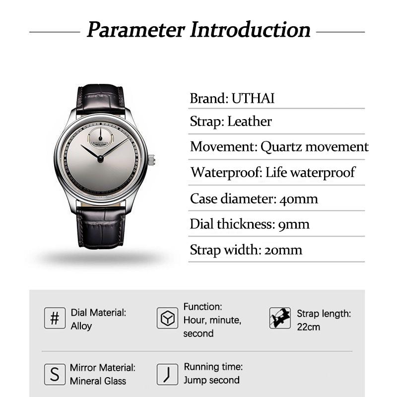 UTHAI CQ397 Trendy and fashionable Men watch strapwaterproof and simple quartz watchbusiness clock giftwatches for man