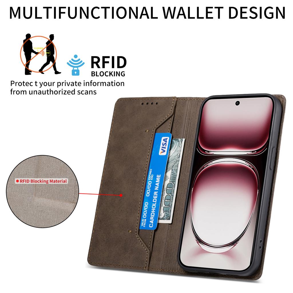 DF-05 For Oppo Reno12 Pro 5G (Global) Case PU Leather Phone Cover RFID Blocking