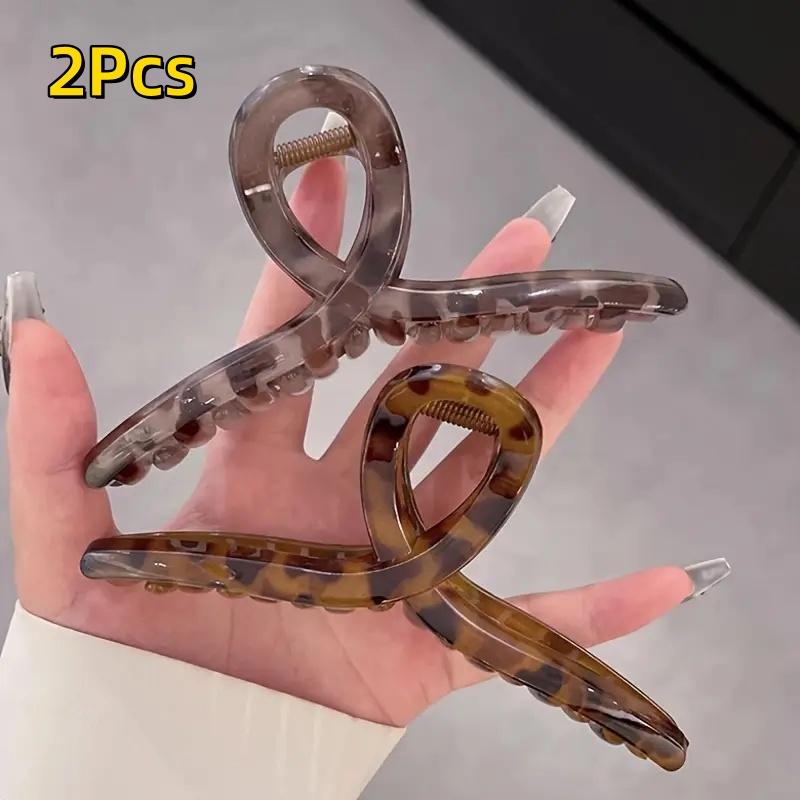 Vintage Leopard Print Hair Claw Clip Large Rectangular Secure Hold Hair Clip for Updos Elegant Hair Accessories Women Headwear