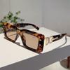 Vintage Rectangle Black Shades Women Trendy Retro Punk Decor Sunglasses Stylish Leopard Vacation Beach Sun Glasses