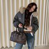 New plush cotton jacket with plush inside, retro big fur collar hooded warm short cotton coat.