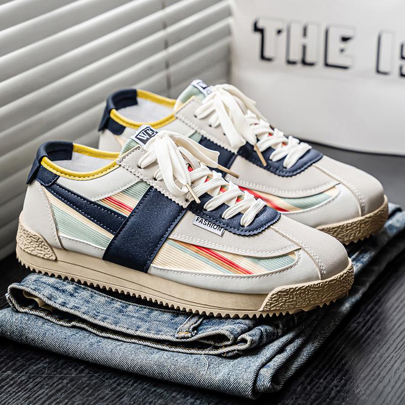 Herren Atmungsaktive Flachboden Sportschuhe Paar Freizeitschuhe Tennisschuhe Klassische Laufschuhe Schnürschuhe Weiche Sohle Walking Schuhe