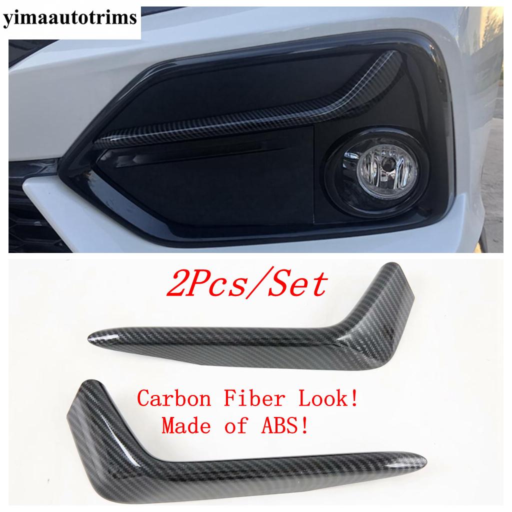 Front Rear Bumper Fog Lights Lamps Eyelid Eyebrow Strip Cover Trim For Honda Civic Hatchback   Carbon Fiber Accessories