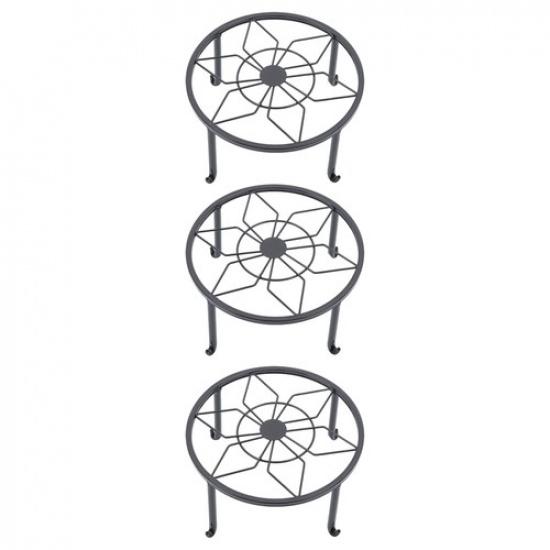 3 Pack 9" Plant Stand For Flower Pot Heavy Duty Potted Holder Round Wrought Iron
