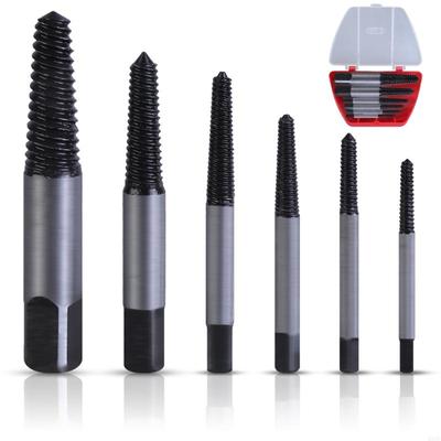 High Strength Carbon Steel 6Piece Screw Extractor Set for Efficient Removal HX6C