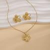 Luxury Geometric Leaf & Flower Earrings Necklace Set