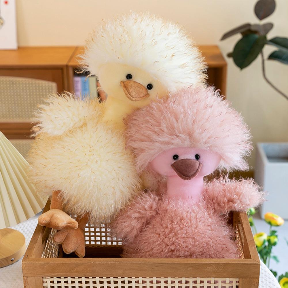 PP Cotton Cartoon Duck Doll Fluffy Curly Duck Plush Kid's Accompany Dolls   Home Decor