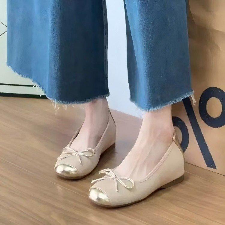 French 2025 Autumn New Soft-soled Square Head Shallow Mouth Bow Flat-soled Ballet Shoes Chinese Retro Single Shoes Women