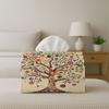2D Flat, 2D Flat 1pc Folk Decorative Whimsical Tissue Box with Tree of Life Colorful Napkin Storage Organizer for Kitchen, Car, Elegant Decorative Box