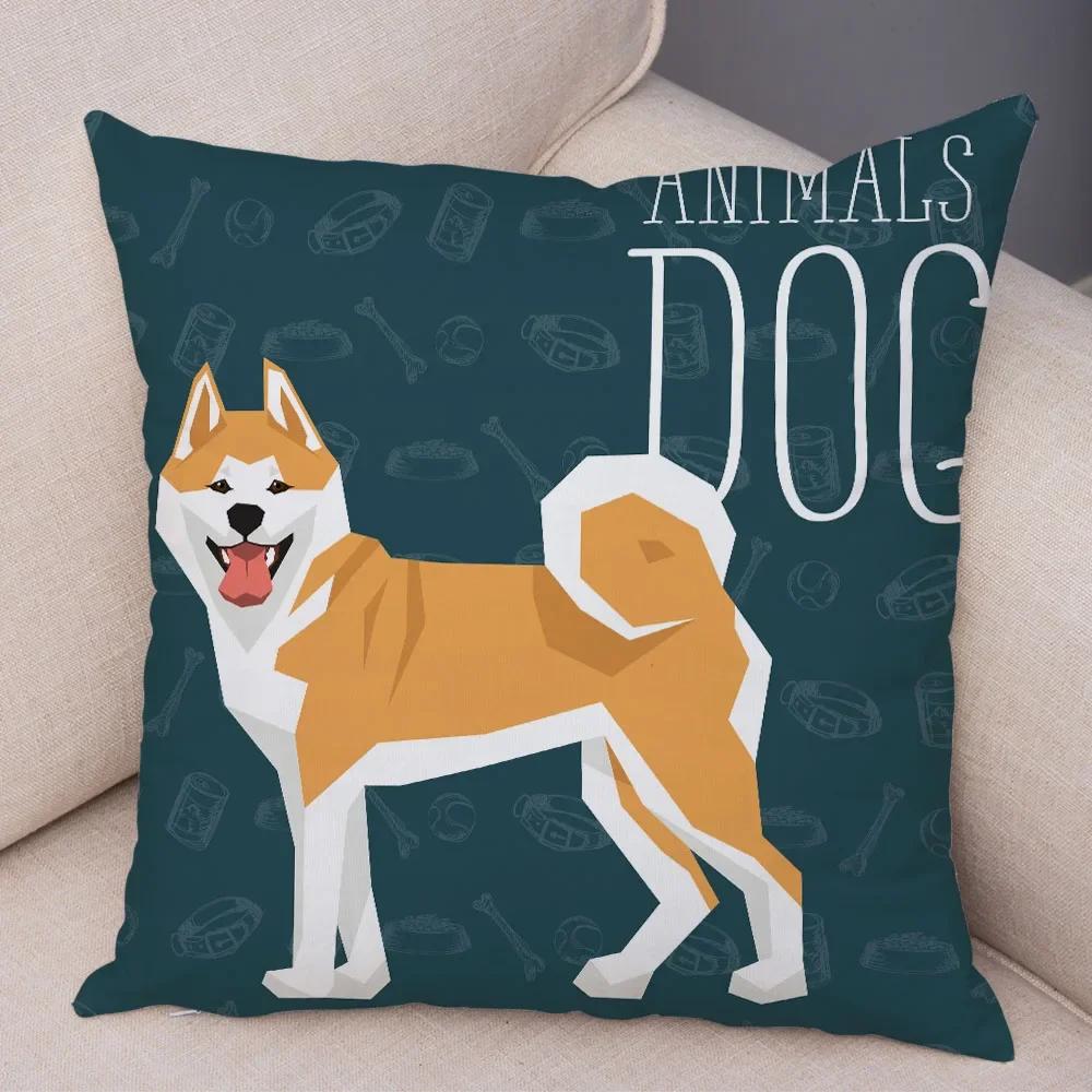 Home Sofa Pillowcase Color Dalmatian Schnauzer Decorative Cushion Cover Cartoon Dog Pet
