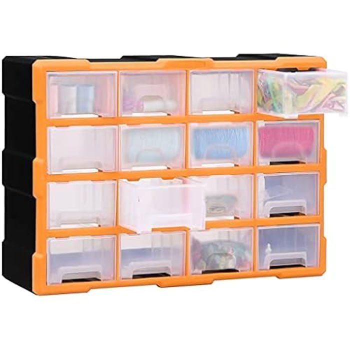Organisateur multi-tiroirs - VIDAXL - 52x16x37 cm - Bois - 16 tiroirs - Bureau contemporain