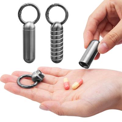 Titaniums Alloy Waterproof Pills Box Keychains Pocket Pills Case Small Medicine Bottles Container for Outdoor Travel