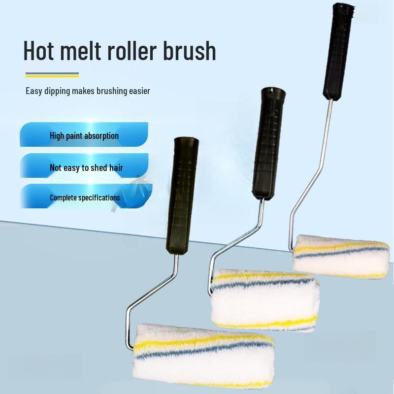 6-Inch Base Paint Brush & Glue Set: 4-Inch Yellow/Blue Stripe Wall Brush, 9-Inch Corner Roller, Small Roller Brush small corner