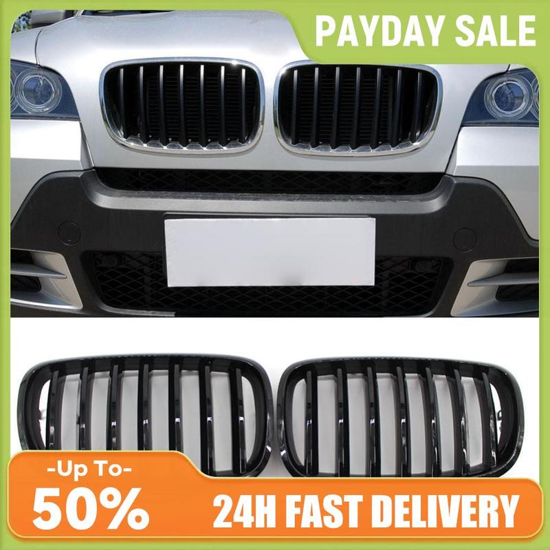 2Pcs Car Front Bumper Grill Gloss Black Front Bumper Racing Grille for BMW X5 E70 X6 E71 2007-2013 Car Accessories