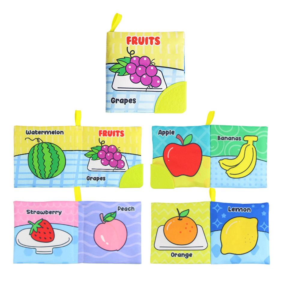 Baby Soft Cloth Books Baby Intelligence Development Learning Book with Teether Rustle Sound Cognition Educational Toys for Baby