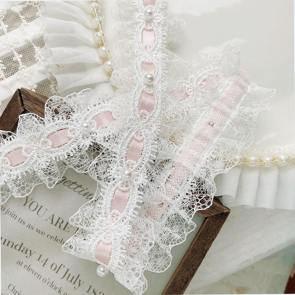 1 Yard Lolita Lace Bow Pleated Ribbon Lace DIY Clothing Accessories Curtains Home Decoration Accessories 4cm Wide
