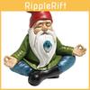Charming Resin Gnome Meditation Figurine With Bird For Zen Garden Decoration